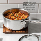 T-Fal Pro Tri-Ply Stainless Steel Saute Pan with Lid, 3 Quart, Induction Pot, Oven Safe 500F, Lid 350F, Deep Frying Pan, Fast & Even Heat, Professional Quality, Durable, Silver