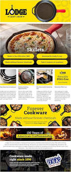 Lodge Seasoned Cast Iron Skillet - Quality Frying Pan for the Stove, Oven, Grill & Campfire - Includes Silicone Hot Handle Holder - Non-Toxic, Nonstick & Long-Lasting - 12 Inches
