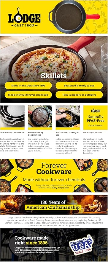 Lodge Seasoned Cast Iron Skillet - Quality Frying Pan for the Stove, Oven, Grill & Campfire - Includes Silicone Hot Handle Holder - Non-Toxic, Nonstick & Long-Lasting - 12 Inches