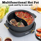 Dezin Hot Pot Electric with Divider, 4L Electric Shabu Shabu with Dual-Flavor Pot,3.7" Depth Nonstick Dual Side with Multi-Power Control for Party, Family and Friend Gathering