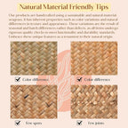 6 Pack Rectangular Woven Placemats, Rattan Wicker Table Mats, 17" x 12", Natural Seagrass Place Mats for Dining Table
