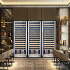 Tylza Upgraded 154 Bottles Wine Cooler Refrigerator, 24 Inch Tall Wine Fridge Built-in or Freestanding with Professional Compressor, Low Noise Fast Cooling and Intelligent Temperature Memory