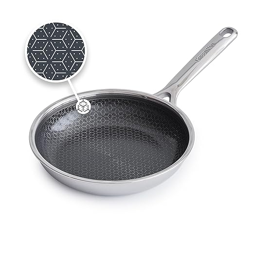 GreenPan Spectra 8" Frying Pan Skillet, Hybrid Tri-Ply Stainless Steel, PFAS-Free Ceramic Nonstick Textured Cooking Surface, Induction Cookware, Diswasher Safe, Oven & Broiler Temp to 850˚F