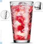 Biscayne Glassware Set, 24-Piece, Mixed Sizes with 16oz Cooler, 13oz DOF, 7 oz Juice and 3oz Shot Glasses - 6 Each Size = 24 Glasses