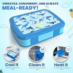 YOLAY Bento Box for Kids Lunch Box Leak-Proof, 5-Compartment Lunch Box Kids for Ages 3-10, Durable with Anti-Slip Base, Suitable for Schools, Outdoor and Travel (Mermaid) (Shark)