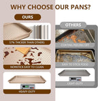 Wildone Baking Sheet Pan Set, Honeycomb Embossed Nonstick Baking Sheet 15x10 In, Thicker Carbon Steel Cookie Sheet, Even Heating Jelly Roll Pan, Champagne Gold, 2 Pack
