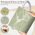 Faux Leather Placemats Set of 6,Heat Resistant Placemats for Dining Table, Easy Clean Non-Slip Place Mats, Waterproof Stain Resistant Wipeable Washable PU Table Mats, (Light Green)