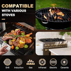 Universal 17" Round Carbon Steel Griddle for Grill Gas/Electric Stove Induction Cooktop and Oven, Thick Heavy-duty Carbon Steel, Vegetable Oil Pre-seasoned Nitrided Coating Process