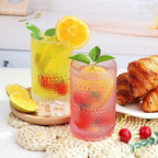 Hobnail-Drinking Glasses 13oz Vintage Glassware Sets Cocktail Juice Glasses Set of 6, Pink