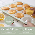 COOK WITH COLOR 17 Pc. Silicone Baking Pan Set - Non-Stick & Easy Clean Silicone Muffin Pans for Baking with Sturdy Metal Frame for Stability, Flexible Cake Molds, Includes Measuring Cups and Spoons