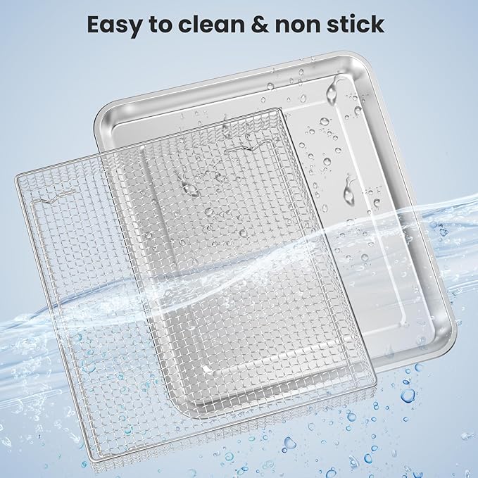 Stainless Steel Air Fryer Basket and Tray,Compatible with Cuisinart TOA-60 TOA-65 TOA-70 Toaster Air Fryer Convection Oven