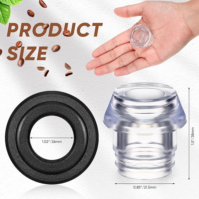 Lounsweer 2 Sets Percolator Parts Top and Washer Ring Compatible with Farberware Yosemite Coffee Percolators Replacement Transparent Coffee Pot Filters