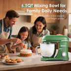 Kitchen in the box Stand Mixer - 6.5 Quart Mixing Bowl with Handle, 900 Watt Heavy Bread Dough Standing Mixers Tilt-head with Dough Hook, Whisk, Flat Beater and Splash Guard (Green)