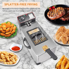 3L Deep Fryer with Basket, 1300W Small Deep Fryers for Home Use, Fryer Pot with Temperature Control, View Window Lid,Stainless Steel Body Electric Deep Fryer Pot for Restaurant