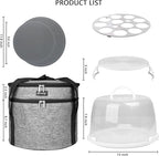 Round Cake Carrier Box with Lid and Handle, Transportation Insulated Bag for Cakes, Cupcakes and Pies, Triple Locking Design for Safe Transportation (Grey, 12 * 12 * 7.9 Inch)