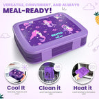 YOLAY Bento Box for Kids Lunch Box Leak-Proof, 5-Compartment Lunch Box Kids for Ages 3-10, Durable with Anti-Slip Base, Suitable for Schools, Outdoor and Travel (Mermaid) (Princess)