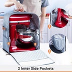 BAGSPRITE Stand Mixer Cover with Appliance Sliders Base Compatible with KitchenAid Mixer-Storage Bag for 4.5/5 Quart with Pockets for Kitchen Aid Accessories and Attachments