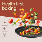 Gray Marble Non Stick Pizza Pans Set of 3 – Carbon Steel Pizza Baking Trays (9.45", 11.02", 12.99") for Oven Use, Durable, PFOA, PFOS, PTFE Free, Dishwasher Safe, Stain-resistant, Easy Cleanup
