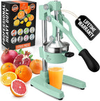 Zulay Kitchen Cast Iron Juicer - Easy-to-Clean Heavy-Duty Manual Juicer, Professional Citrus Juicer - Stainless Steel Lemon Squeezer - Manual Citrus Press & Orange Squeezer - Orange Juicer – Mint