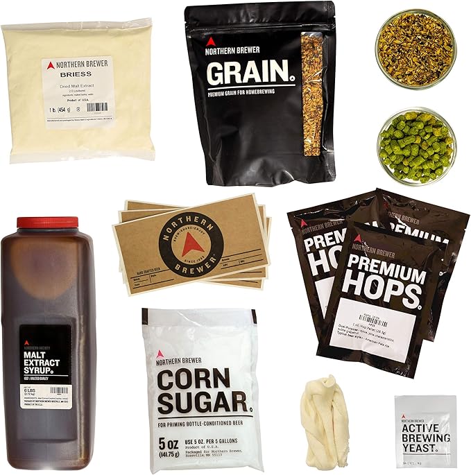 Northern Brewer - Brew. Share. Enjoy. HomeBrewing Starter Set, Equipment and Recipe for 5 Gallon Batches (Block Party Amber with Testing Equipment)