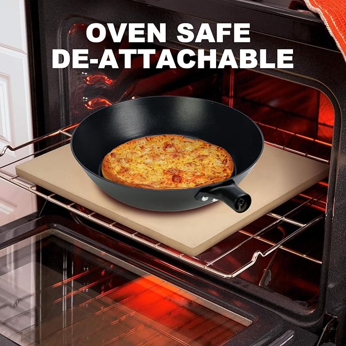 Pre-coated non-stick cast iron wok with wooden handle (no lid), suitable for gas, induction, and electric stoves, easy to use and maintain (11 inches)