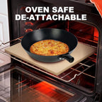 Pre-coated non-stick cast iron wok with wooden handle (no lid), suitable for gas, induction, and electric stoves, easy to use and maintain (11 inches)