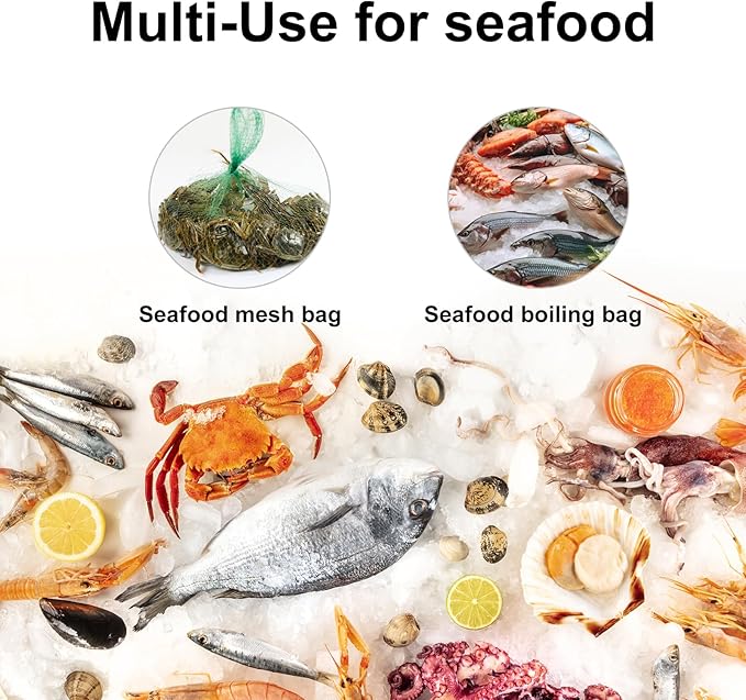 100Pcs Produce Mesh Bags,20 Inch Seafood Boil Bags Packing Supplies Net,Reusable Mesh Nylon Netting Bulk Storage Bag for vegetables Storage Fruits Seafood and Other Agricultural Products(Green)