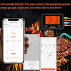 Bluetooth and WiFi Meat Thermometer IBBQ-4BW, Smart Wireless Grill Thermometer, 4 Color Probes | Mobile Notification, High/Low Timer, Rechargeable Digital Bluetooth Thermometer for Smoker Oven Kitchen