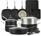 Granitestone Ceraluxe 20 Pc Ceramic Cookware Set Nonstick, Complete Pots and Pans Set Non Stick for Kitchen with Bakeware, Utensils & Steamer, Non Toxic Made Without PFOA PFOS, Oven & Dishwasher Safe