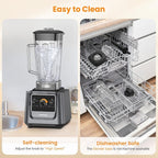 Blenders for Kitchen, 2000W Blender for Smoothies 35000 RPM Professional Grade High-Speed Smoothie Blender with 68 oz Pitcher & 27 oz To-Go Cup for Shakes, Ice Crushing, and Frozen Fruit