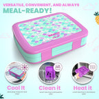 YOLAY Bento Box for Kids Lunch Box Leak-Proof, 5-Compartment Lunch Box Kids for Ages 3-10, Durable with Anti-Slip Base, Suitable for Schools, Outdoor and Travel (Mermaid) (Scallop)