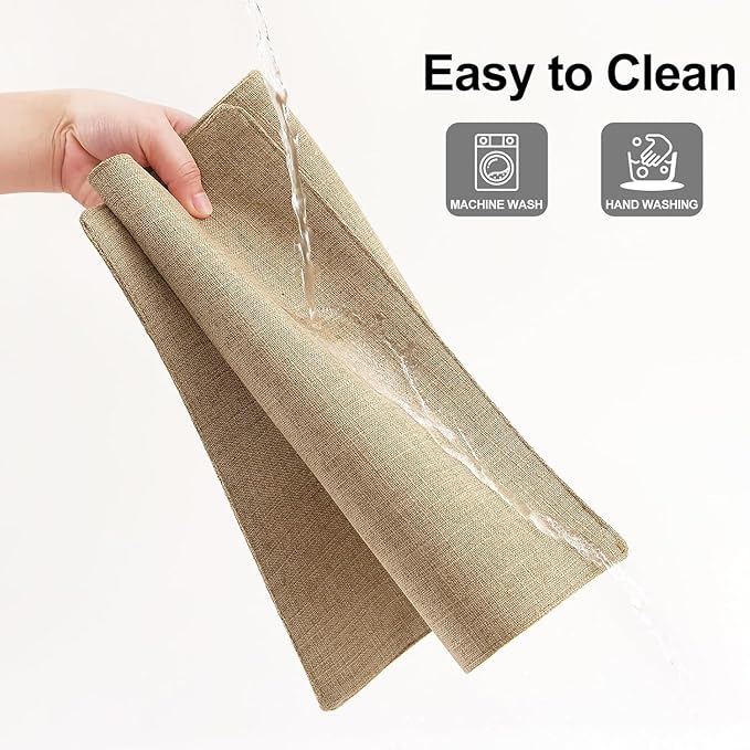 Homaxy Cloths Placemats for Dining Table Set of 8, Heat Resistant Washable Cotton Linen Blend Table Mats, Easy to Clean Place Mats for Indoor Outdoor Party Kitchen Decoration, 13" x 19", Flaxen