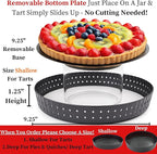 Why Holes: For The Crispiest Crusts. King Crispy's Tart & Quiche Pan. A Non-Stick, Removable Bottom, Dishwasher Safe, Perforated Fruit Tart Baking Tin (9 Inch X 1.25 Inch Shallow)