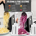 Zulay Kitchen Rotary Cheese Grater 5 Blade Cheese Shredder - Manual Hand Crank Cheese Grater With Reinforced Suction & 5 Interchangeable Drums - Easy to Use, Vegetable Chopper Round Mandoline Slicer