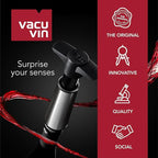 Vacu Vin Wine Saver Pump Red with Vacuum Wine Stopper - Keep Your Wine Fresh for up to 10 Days - 1 Pump 2 Stoppers - Reusable - Made in the Netherlands