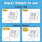 Pack of 4 - Kitchen Timer with Big Digital Numbers and Loud Alarm - Kitchen Timers for Cooking, Classroom for Kids, Gym, Yoga, Office.