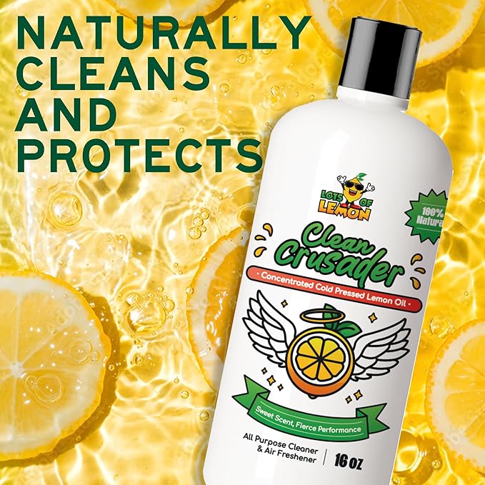 Clean Crusader Cold Pressed Lemon Oil Concentrate - All Purpose Cleaner & Air Freshener - 16oz 1 pack