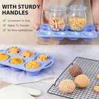 Jumbo Silicone Muffin Pan with Metal Frame, Non Stick Silicone Cupcake Pan with Handles 6 Cup, BPA Free Silicon Muffin Tin Tray Extra Large for baking, egg bites, Cupcake Mold Blue