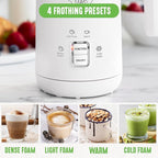 GreenLife Ceramic Electric Milk Frother, 10oz, 4-in-1, Auto Hot and Cold Foam, Dense and Light Foam, PFAS Free, Cordless Milk Warmer and Steamer for Latte, Coffee, White
