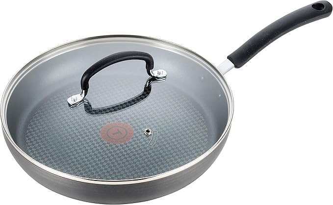 T-Fal Ultimate Hard Anodized Nonstick Fry Pan With Lid 10 Inch, Oven Broiler Safe 400F, Lid Safe 350F, Cookware, Kitchen, Home, Versatile Frying Pan, Skillet, Pots and Pans, Dishwasher Safe, Onyx