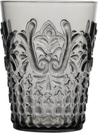 KLIFA- BLOIS- 15.2 ounce, Set of 6, Acrylic Tumbler Drinking Glasses, BPA-Free, Stackable Plastic Drinkware, Dishwasher Safe, Vintage Looking Cups, Gray Black