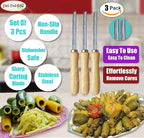 Zucchini Squash Vegetable Corer 3 pcs Corers Stainless Steel Core Remover Tool Kitchen Stuffed Vegetables Veggies Seed Remover Remove Seeds Eggplant Cucumber 8" Long Coring Tools Gadgets Drill
