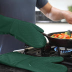 BPA-Free Silicone Oven Mitts Ultra Heat Resistant up to 500°F - Oven Mitts with Thick Cotton Liner - Long Slip Resistant Pot Holders, Flexible Oven Gloves - Green 13.7
