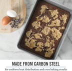 Martha Stewart Gallen 13 x 9 Inch Rectangular Nonstick Carbon Steel Cake and Baking Pan - Durable Silver Bakeware for Cakes, Brownies, and Roasting