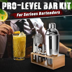 Cocktail Shaker Set of 10 – Stainless Steel Mixology Bartender Kit with 10 Accessories, Easy to Clean Bar Tool Set | Wooden Organizer for Home Bar Setup, Great Gift for Cocktail & Drink Enthusiasts