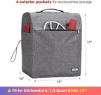HOMEST Stand Mixer Dust Cover Compatible with KitchenAid 6/7/8 Quart Bowl Lift, Zipper Pocket for Various Kitchen Appliance Accessories, Grey (Patent Design)