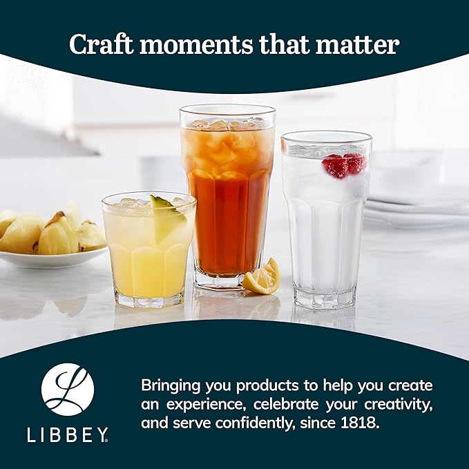 Libbey Gibraltar Drinking Glass Drinking Cup Set, Iconic Heavy Base Bar Glassware Thick Drinking Glasses Set of 12, 12-Ounce Rocks Glasses