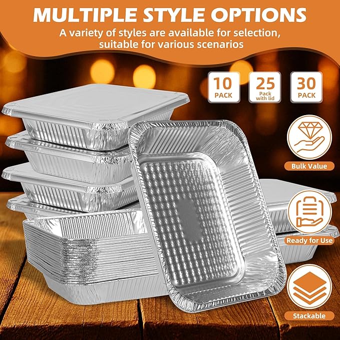 Findful Aluminum Pans 9x13 (30 Pack) – Foil Pans, Aluminum Trays for Cooking, Baking, Storing & Prepping Food – Tin Foil Pan, Disposable Baking Pan – Heavy-Duty, Leak-Proof & Oven-Safe