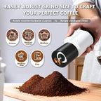 Compact Portable Electric Coffee Grinder,Features a Built-in 1300mAh Rechargeable Battery, Adjustable Grind Settings for Coffee Beans/Grains,Portable Coffee Grinder for Home,Camping and Travel Use
