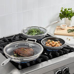 Cuisinart FusionPlus Hybrid Nonstick Stainless Steel Cookware Set, 5-Piece Skillet Cooking Set with PFAS-Free PURELYSEAR Ceramic Non Stick Technology, Scratch Proof, Cool Grip Handles, Dishwasher Safe